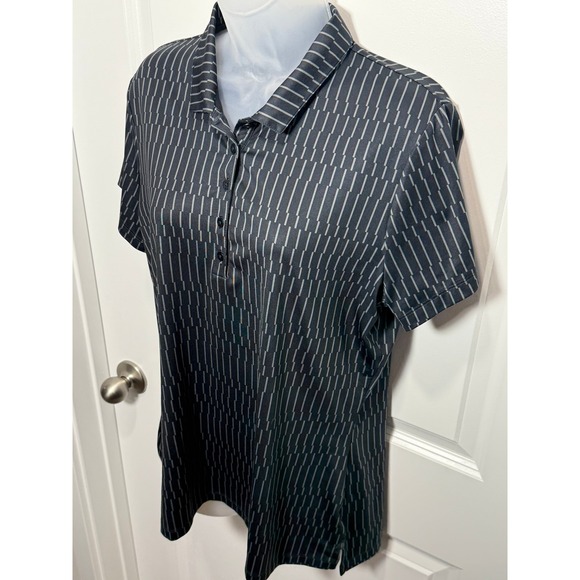 Nike Golf Dri-Fit Women's Large Black Geometric Print Short Sleeve Polo Shirt - Picture 3 of 10